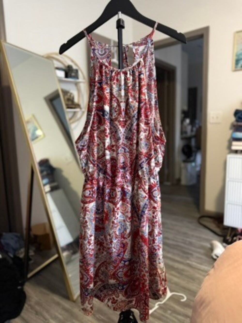 SHEIN Curve 1XL Paisley Polyester Dress Red Blue White Pattern
